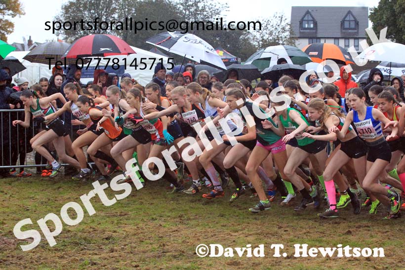 Girls Under-15s 2023 National Cross Country Relays, Berry Hill Park, Mansfield.  Photo: David T. Hewitson/Sports for All Pics